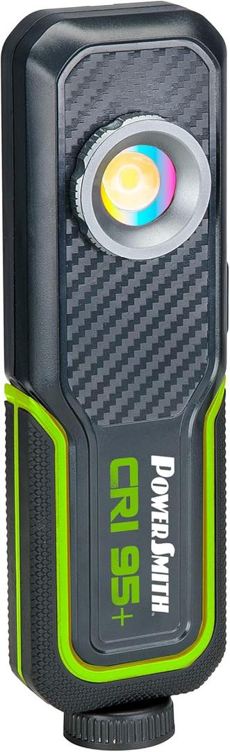 PowerSmith 500 LM Rechargeable LED Color Match (CRI 95+) Inspection Light, Two Color Temperatures 5000K/3500K, hanging hook, magnetic base with USB-C charging cable, (PILC95500)