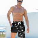 Goodstoworld Mens Swim Trunks with Compression Liner 9'' Inseam Quick Dry Swimsuit Shorts M-3XL (Large, A1 Shark Island)