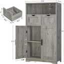 Iwell Storage Cabinet with 2 Drawers & 2 Adjustable Shelves, Kitchen Cabinet, Cupboard, for Living Room, Kitchen, Entryway, Home Office, Grey, 42.5"H