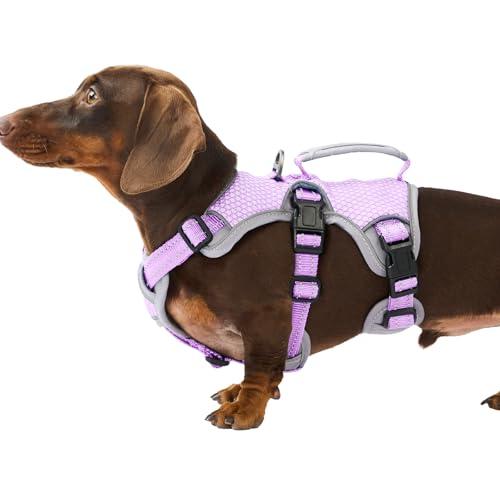 Huntboo Escape Proof Dog Harness, Escape Artist Harness, Reflective Dog Harness with Handle, Durable,Adjustable Vest for Small Medium Large Dogs Walking, Training, and Running Gear(Lavender Purple,S)