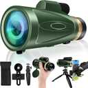 80X100 HD Monocular Telescope, High Powered BAK-4 Prism Compact Monoculars for Adults, Larger Vision Monocular for Bird Watching Hunting Hiking Camping Travelling, Green