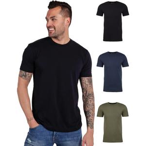 INTO THE AM Men's T-Shirts Soft Cotton Blend Crew Neck Tee S - 4XL Athletic Fit Plain Basic T-Shirt for Men (Medium, 3-pack Black/Navy/Olive Green)
