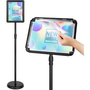 JEAWIWI 1Pcs 8.5 x 11 Inches Sign Holder Stand - Adjustable Rotatable Snap-Open Pedestal Frame for Indoor & Outdoor Displays