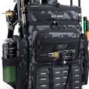 Fishing Backpack with Cooler & 4 Rod Holder, Large 45L Tackle Bag Store Fishing Gear Boxes Gifts for Men Woman-Camo Back Pack