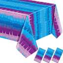 VitalCozy 3 Pcs Video Game Plastic Table Cloth Disposable 108 x 54 Inch Purple and Blue Plastic Tablecloths for Wedding Birthday Game Fan Gaming Theme Party Decorations