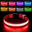 PcEoTllar Light up Dog Collar for Night Walking - LED Dog Collar Light Rechargeable Color Changing, Glow in the Dark Dog Collars Waterproof Glowing Dog Collars for Dogs, Red, L(19 inch-23.6 inch)