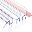 FCSOTSPS Shower Door Seal,4 PCS 3/8" x 77" Frameless Glass Door Side Seal and Shower Door Bottom Seal Door Sweep for 3/8 Inch Glass, Stop Shower Leaks Create a Water Barrier