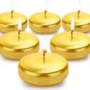 3 inch Floating Candles, 12/24/36/ Pack White/Gold/Red Floating Candle, Long Burning and Smokeless Candle for Wedding, Birthday, Pool, Holiday & Home Decoration Unscented (12PACK, Gold)