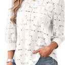 SOFIA'S CHOICE Women's Lace 3/4 Sleeve Shirts Crochet Eyelet Crew Neck Dressy Blouse Sheer Top (XL)