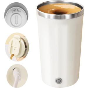 13.5 OZ Self Stirring Coffee Mug Automatic Mixing Cup Magnetic Stirring Coffee Mug (White)