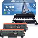 MYTONER Compatible Toner Cartridges Replacement for Brother TN760 TN-760 DR730 Drum Unit TN730 TN-730 for MFC-L2750DW MFC-L2690DW MFC-L2710DW MFC-L2717DW HL-L2350DW Printer (2 Packs Toner, 1 Drum)