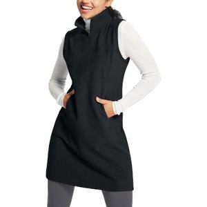 baleaf Women's Fleece Dress Sweatshirt Long Tunic Quarter Zip Pullover Polar Winter Warm Thermal Travel Dress with Pocket (XX-Large, Black)