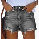 MINGALONDON Women's Denim Shorts Mid Waist Ripped Distressed M