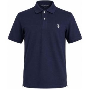 U.S. Polo Assn. Men's Classic Polo Shirt, Two-Button Closure Pique Polo Shirt, Summer Fashion Golf Shirt (Blue, M)
