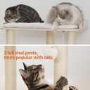 FourFurPets 26.7in Large Cat Tree Tower Condo, Cat Scratch Posts for Indoor Cats, Big Plate, Three 23.6in Full Sisal Scratching Posts, White