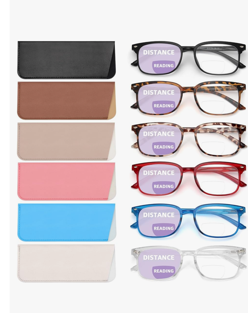 NOVIVON 6 Pack Reading Glasses for Women/Men, Bifocal, Progressive, Readers for Women/Men, Eye glasses, Magnification Strength: 2.0 x