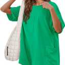 Rompers for Women Casual Romper Shorts Oversized One Piece Outfit | Athletic Tshirt, Short Sleeve, Wide Leg, Side pockets (Green, L)