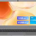 15.6" Laptop, Core i3-5005U, 12GB RAM, 512GB SSD, FHD IPS Display, 2.4G/5G WiFi, BT5.0, RJ45, Webcam, Long Battery Life - for Work, Study, and Entertainment