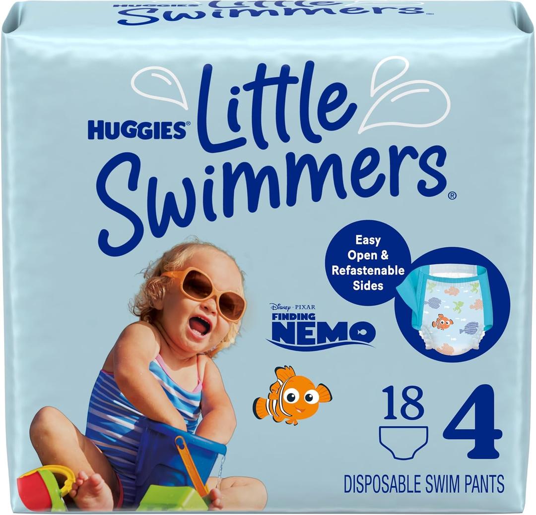 Huggies Little Swimmers Disposable Swimming Diapers, Size 4 (24-34 lbs), 18 Ct, 4 Pack