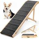 𝟐𝟎𝟐𝟓 𝐔𝐩𝐠𝐫𝐚𝐝𝐞𝐝 Dog Ramp for Bed, 64" Long Foldable Pet Ramp for Small Large Dogs, Dog Ramps for High Beds Car, High Traction with Platform 6 Adjustable Heights 24" to 30" Up to 220LBS Black. 64"×17"