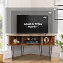 Corner TV Stand for 50 Inch TV, Entertainment Center with Storage Cabinet, Industrial Media Console Table with High Metal Feet and Anti-Slip Pads, Corner TV Stand for Living Room, Brown