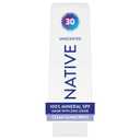 Native Mineral Sunscreen Lotion SPF 30, Unscented, with 100% Mineral Zinc Oxide for Face & Body, Hawaii Compliant, Vegan, No White Cast - 7 oz