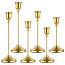 2 Sets 6 Pcs Gold Metal Taper Candle Holders, Candlestick Holders, 7cm Diameter Taper Candle Holder Bulk for Table Centerpieces Candlesticks for Ramadan Wedding Christmas Party Table Decor-23/19/16cm, Set of 2