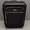 Lekebobor 18 Inch Carry On Luggage Airline Approved, Hybrid Soft Hard Shell Travel Suitcase with Removable Spinner Wheels, TSA Lock, Front Pocket for Women, Black