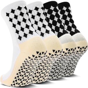 2/4 Pairs Grip Soccer Socks for Men Women Cushioned Non Slip Football Basketball Athletic Sports Socks