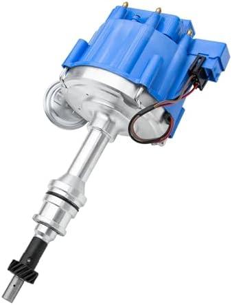 AiYiGu HEI Ignition Distributor with 65K Coil 7500 RPM Compatible with Small Block Ford SBF 5.8 L 351W Windsor 8 Cylinder One Wire Installation, Blue Cap