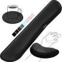 Gimars Upgrade Enlarge Silky and Superfine Fabric Gel Memory Foam Keyboard Wrist Rest Set, Ergonomic Keyboard Mouse Wrist Support for Typing Pain Relief, Comfort for Office, Gaming, Computer, Black