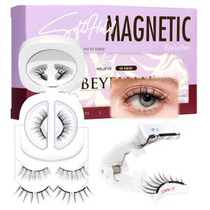 BEYELIAN Magnetic Eyelashes with Applicator, Soft Magnetic Lashes Natural Look Comfortable & Secure Fit Easy to Apply Reusable (1 Pairs, CS01)