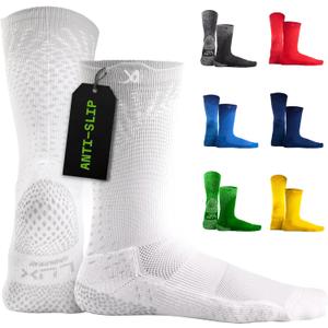 LUX Sports ProCleat Performance Grip Socks GripArray - Athletic Socks for Performance Sports - Grip Socks for Men and Women (One Size, White)