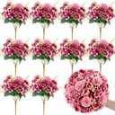 Olgaa 12 Bundles Peonies Artificial Flowers Silk Flowers Fake Peony Bouquet Faux Peonies Flowers Bulk for Wedding Decor Centerpiece Table Decorations (Purple Red)