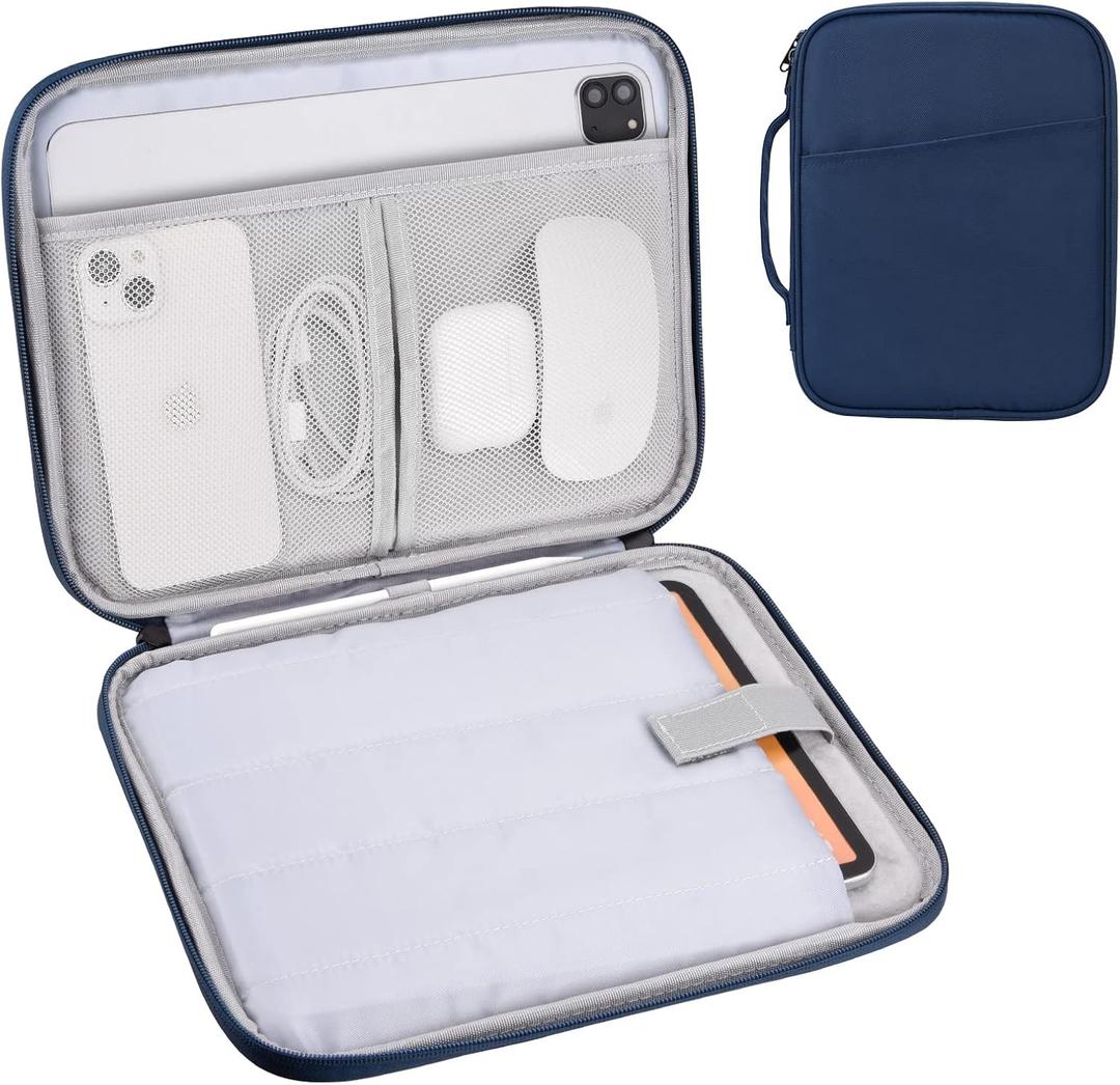 iPad Pro 11 Inch Sleeve Case, Travel Tablet Carrying Bag for iPad Pro 11-in (M4), iPad 10.9 (10th Gen), iPad Air 11-in (M2), Galaxy Tab S9/S8 (Navy Blue-11)