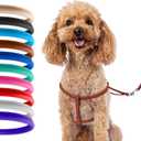 CollarDirect Rolled Leather Dog Harness Small Puppy Step-in Leash Set for Walking Pink Red White Blue Green Black Purple Beige Brown Yellow (Brown, S)