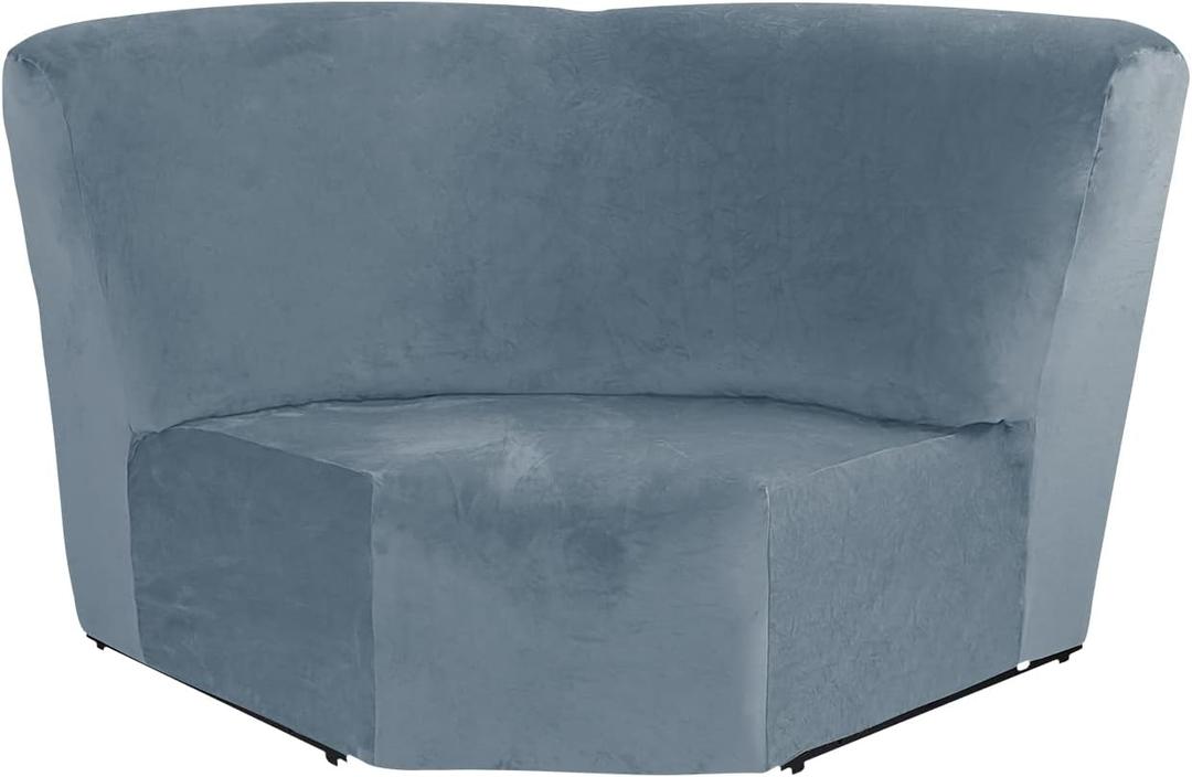 MIFXIN Corner Sofa Cover 1 Piece Velvet Stretch Corner Couch Cover for Sectional Recliner Sofa Slipcover Reclining L Shape Sofa Couch Additional Seat (Grey Blue)