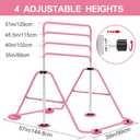 Jivifao Gymnastics Bar with Self-Inflating Mat for Kids, Adjustable Height Gymnastic Horizontal Bars with Mat, Folding Gymnastic Training Monkey Bars, Junior Expandable Training Kip Bar for Home