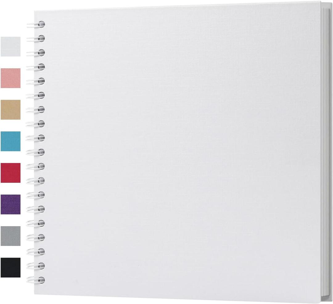potricher 10 x 10 Inch DIY Scrapbook Album 40 Pages Hardcover Kraft Paper Scrap Book Photo Albums Memory Book for Wedding and Anniversary Family (White, 10 Inch)