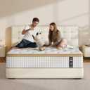 MOOA Queen Mattress, 12 Inch Queen Mattresses, Medium Firm Cooling Memory Foam for Hip/Shoulder/Lumbar Support, Individual Springs for Pressure Relief & Motion Isolation, Hybrid Mattress in A Box (White/Beige)