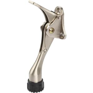 Kickdown Door Stopper 4Inches - One Packs One Touch Adjustable Height Door Stop for The Bottom of Door The Bottom of Door Aluminum Alloy Metal Door Stopper with Rubber Tip Satin Nickel