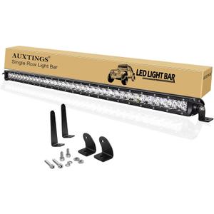 AUXTINGS 38 inch 180W Spot Single Row 14400LM Off Road LED Fog & Driving Roof Bumper Light Bars 2 Style Mounting Brackets for Off Road ATV UTV Trucks Boat,12V 24V Waterproof
