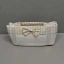 OIASKET Basket for Gifts Empty, Large Gift Basket 13L with Gift Bag and Ribbon, Woven Cotton Basket for Baby Showers, Birthday, Wedding, Easter, 13.58"x10"x5.9", White and Cream