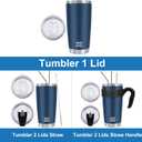WETOWETO 20oz Tumbler, Stainless Steel Vacuum Insulated Coffee Travel Mug, Double Wall Powder Coated Insulated Coffee Mug Travel Mug with Lid Thermal Cup for Outdoor (Navy Blue, 1 Pack)