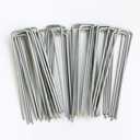 Petgrow 6 Inch Garden Stakes Galvanized Landscape Staples,U-Type Turf Staples for Artificial Grass, Rust Proof Sod Pins Stakes for Securing Fences Weed Barrier,Outdoor Wires Cords Tents Tarps,100