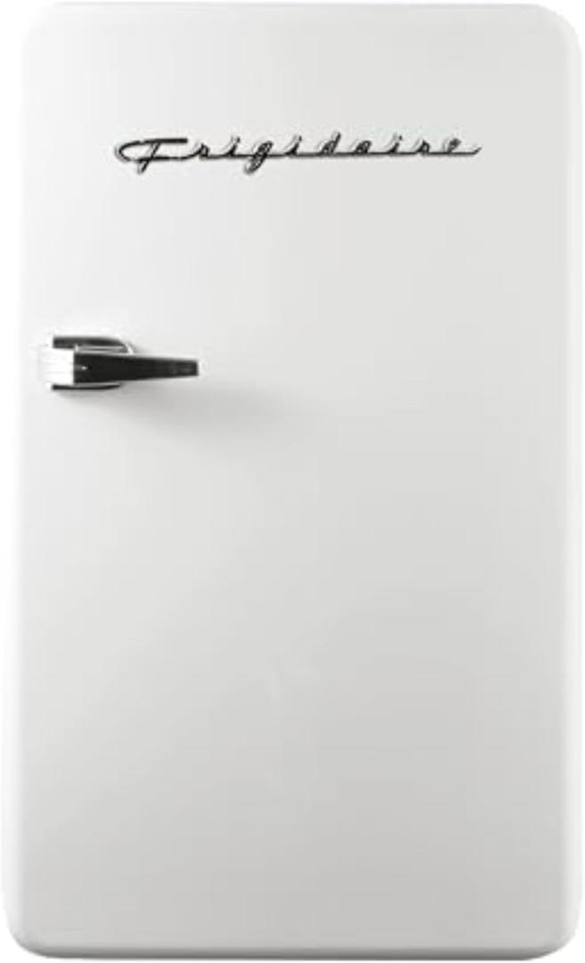 Frigidaire Retro Compact Refrigerator with Chiller, 3.2 cu ft Countertop Fridge, Built-In Bottle Opener, Rounded Corners, Premium, for Office, Bedroom, Dorm Room, Cabin, 18.5D x 20W x 31.5H (White)