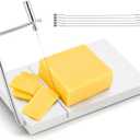 ZEAYEA Cheese Slicer, Marble Cheese Cutter with 6 Wires, 8" L x 5" W Heavy Duty Cheese Cutting Board for Cutting Block Cheeses, Butter, Fruit, Appetizers, White Marble
