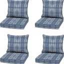 Arden Outdoor Deep Seat Cushion Set, 4-Pack, 22x24, Blue Shibori Stripe | Sofa, Couch, Conversation Set, Weather-Proof, Rain-Proof, Fade Resistant for Chair, Mold and Mildew Resistant