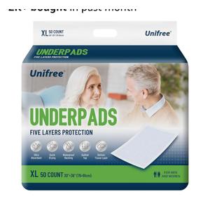 Unifree Disposable Underpads, Bed Pads, Incontinence Pad, Super Absorbent, 50 Count, Blue (XL 30x36 Inch)