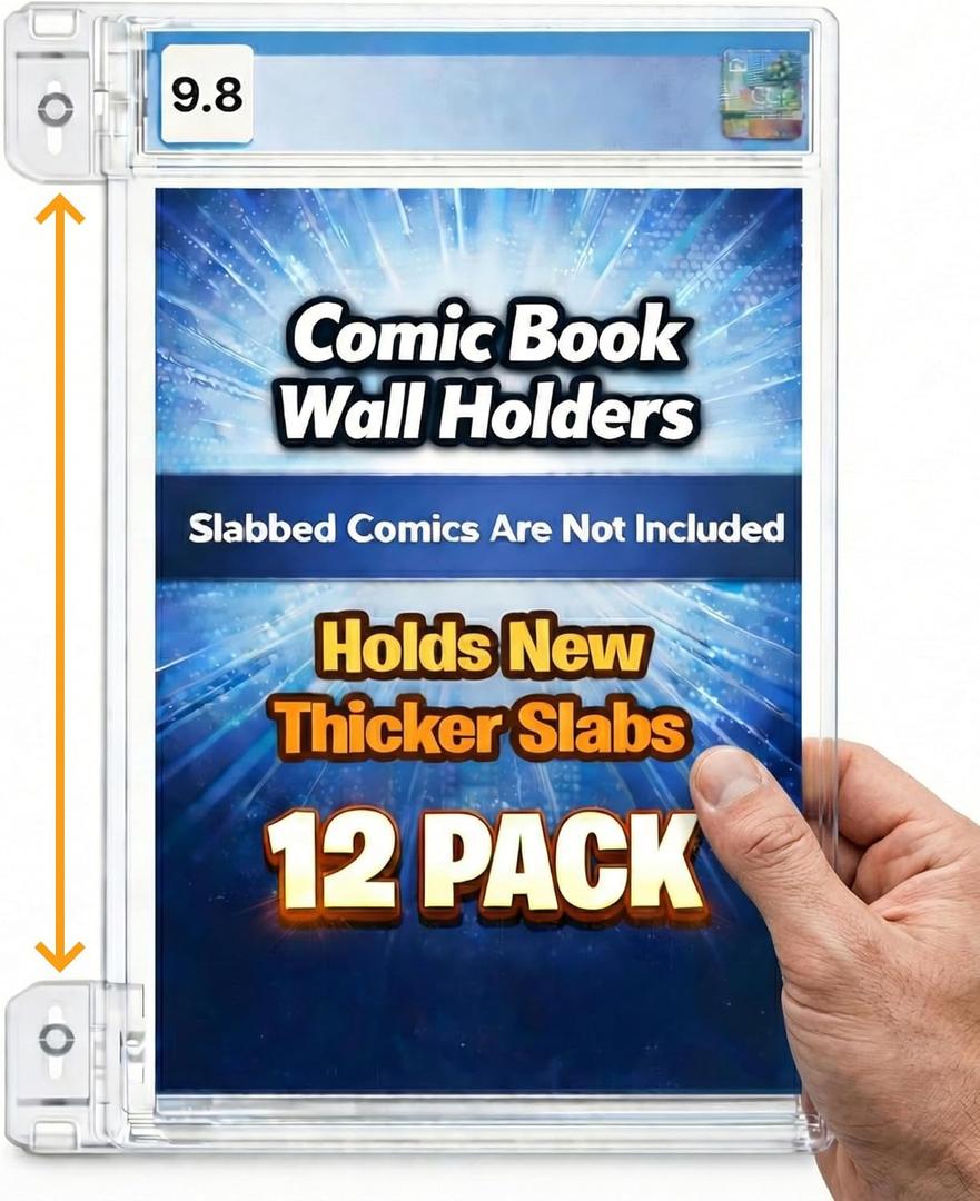 Hello LLamas SlabGrabs XL 24-Piece Comic Book Wall Mount Set (Holds 12 Slabs), 2026 Ready for Thicker CGC Cases, Heavy Duty Clear Floating Display  Comics/Slabs Not Included